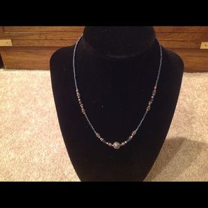 BEADS,CRYSTAL,SILVER SWIRLEY BALL NECKLACE